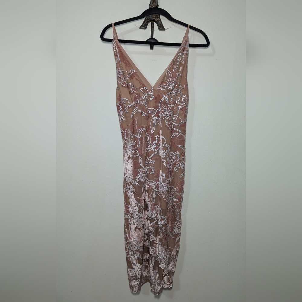 Lulu's Blush Pink Floral Lace-Overlay Midi Dress